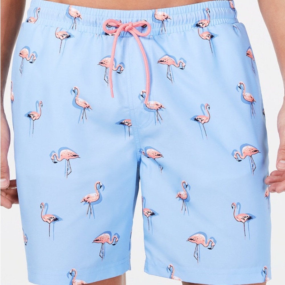 Club Room Blue and Pink Flamingo Swim Trunks